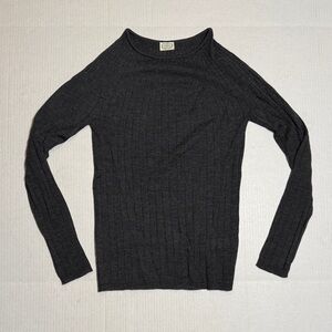 AGNONA Cashmere Silk Made in Italy Gray Ribbed Rolled‎ Neck Long Sleeve Top 42